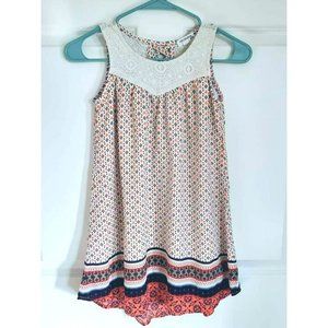 Eyeshadow Girls dress size 8 Summer Sundress Ivory/Navy/Orange
